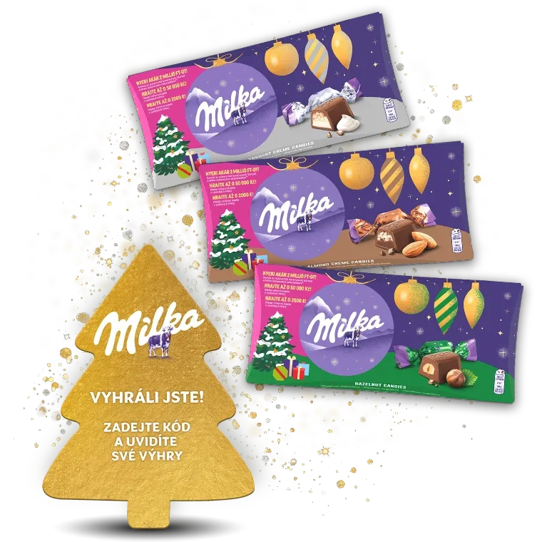 Milka Szaloncukor dobozok és arany nyertes kupon